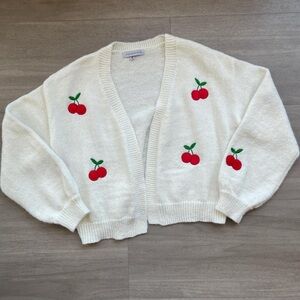Vintage White Cherry Cardigan Sweater
